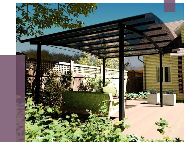 Навесы для террасы в Коркине от 13236 руб. под ключ | ПРОЛЁТ-Крк