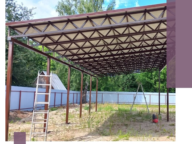 Односкатные навесы под ключ в Коркине — изготовление и монтаж